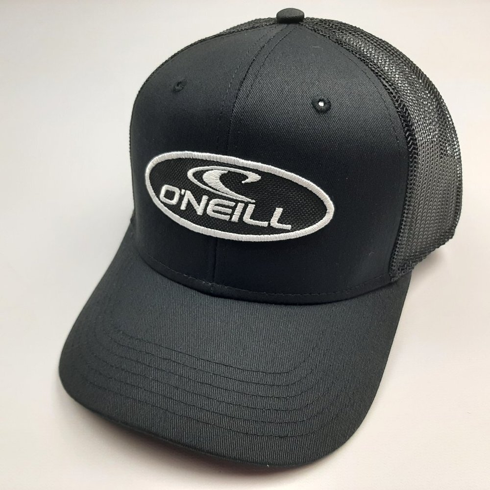 O'Neill Embroidered Patch OTTO Curved Bill Mesh Snapback Hat Cap Black